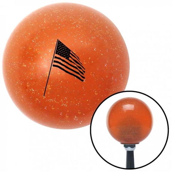 American Shifter 44708 Black American Flag Pole Orange Metal Flake Shift Knob with M16 x 1.5 Insert Auto