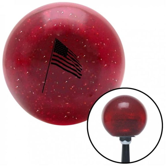 American Shifter 58417 Black American Flag Pole Red Metal Flake Shift Knob with M16 x 1.5 Insert Shifter