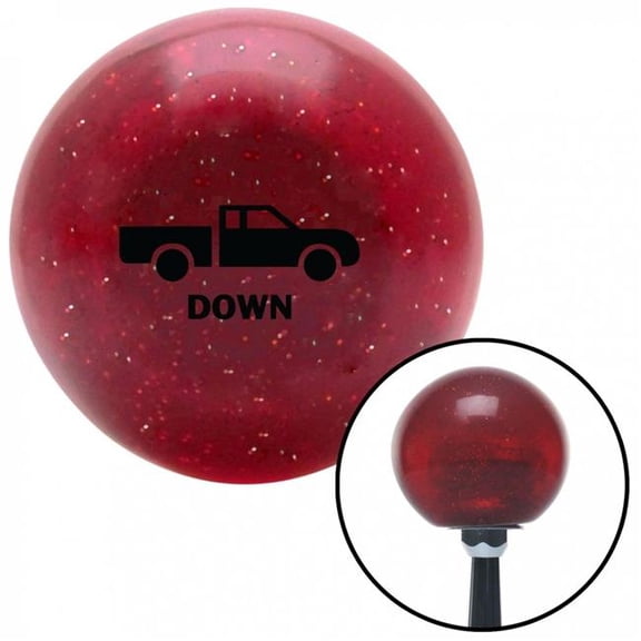 American Shifter 47342 Black Automotive Dump Bed Down Red Metal Flake Shift Knob with M16 x 1.5 Insert