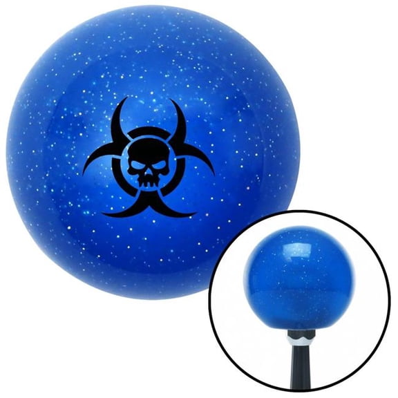 American Shifter 27735 Black Bio Skull Blue Metal Flake Shift Knob with M16 x 1.5 Insert Shifter Auto Brody
