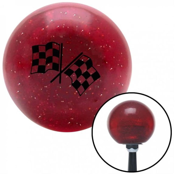 American Shifter 54592 Black Checkered Flags Red Metal Flake Shift Knob with M16 x 1.5 Insert Shifter Auto