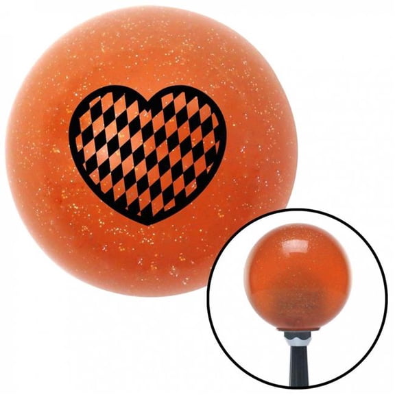 American Shifter 37643 Black Checkered Heart Orange Metal Flake Shift Knob with M16 x 1.5 Insert Shifter
