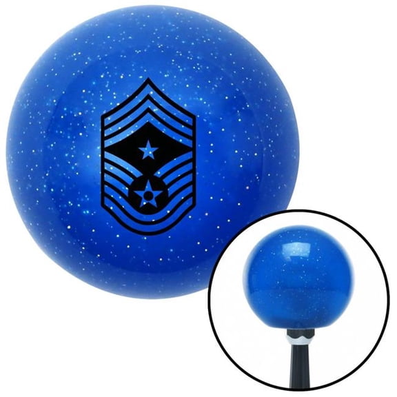American Shifter 24532 Black Command Chief Master Sergeant Blue Metal Flake Shift Knob - M16 x 1.5 Insert