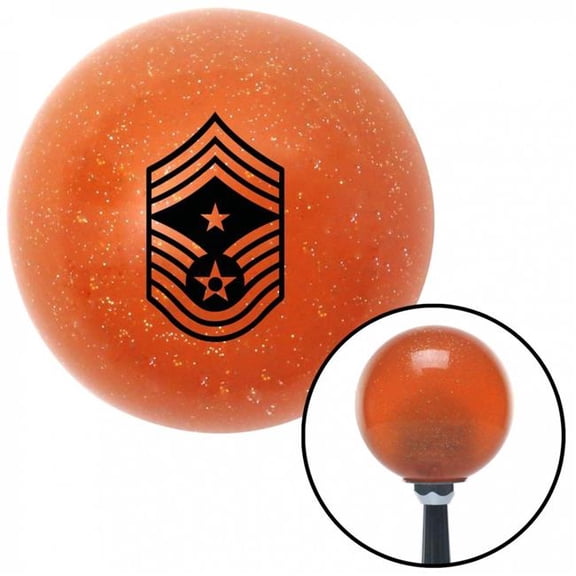 American Shifter 38435 Black Command Chief Master Sergeant Orange Metal Flake Shift Knob - M16 x 1.5 Insert