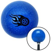 American Shifter 23447 Black Flaming Wheel Blue Metal Flake Shift Knob with M16 x 1.5 Insert Shifter Auto