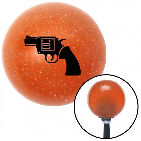 American Shifter 43297 Black Hand Gun Orange Metal Flake Shift Knob with M16 x 1.5 Insert Shifter Auto