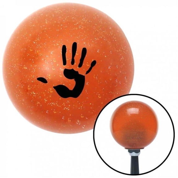 American Shifter 37579 Black Hand Print Orange Metal Flake Shift Knob with M16 x 1.5 Insert Shifter Auto
