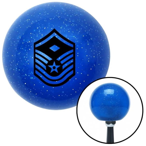 American Shifter 24492 Black Master Sergeant First Sergeant Blue Metal Flake Shift Knob - M16 x 1.5 Insert