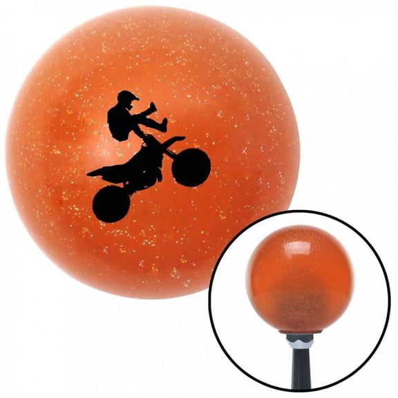 American Shifter 43209 Black Motocross Rider Orange Metal Flake Shift Knob with M16 x 1.5 Insert Shifter