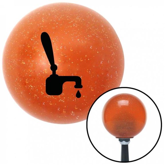 American Shifter 37402 Black Tap with a Drip Orange Metal Flake Shift Knob with M16 x 1.5 Insert Shifter