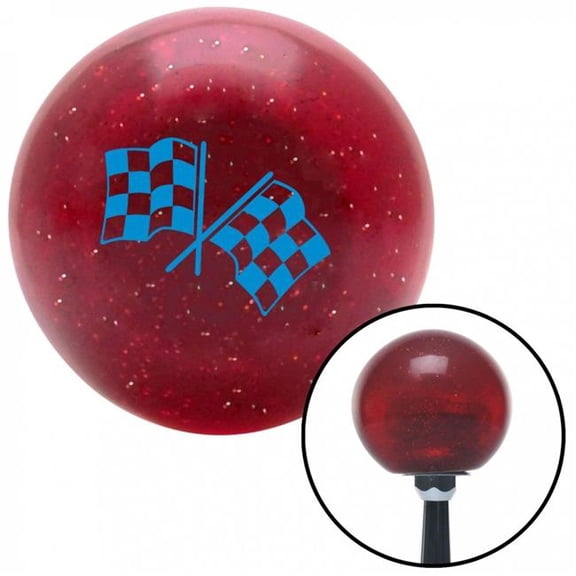 American Shifter 55871 Blue 2 Checkered Race Flags Red Metal Flake Shift Knob with M16 x 1.5 Insert Auto