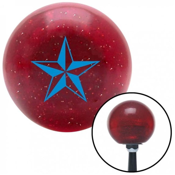American Shifter 55582 Blue 5 Point 3-D Star Red Metal Flake Shift Knob with M16 x 1.5 Insert Shifter Auto