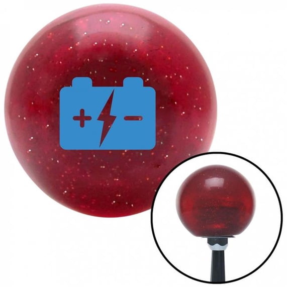 American Shifter 47576 Blue Battery Charge Symbol Red Metal Flake Shift Knob with M16 x 1.5 Insert Shifter