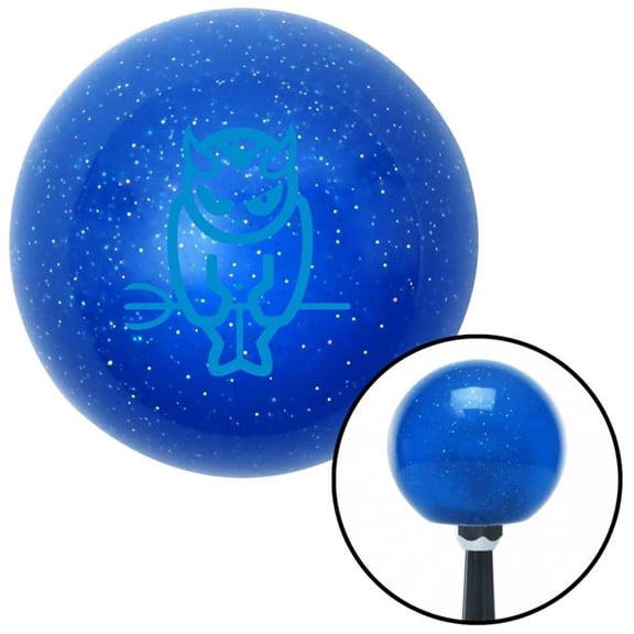American Shifter 24939 Blue Devil Holding a Pitch Fork Blue Metal Flake Shift Knob with M16 x 1.5 Insert