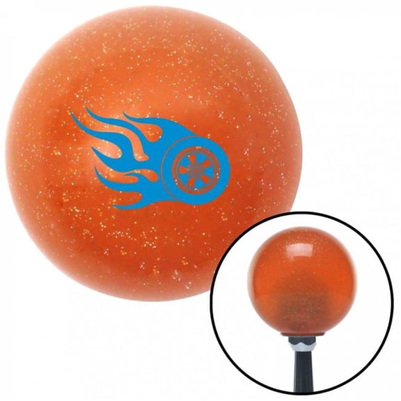 American Shifter 37363 Blue Flaming Wheel Orange Metal Flake Shift Knob with M16 x 1.5 Insert Shifter Auto