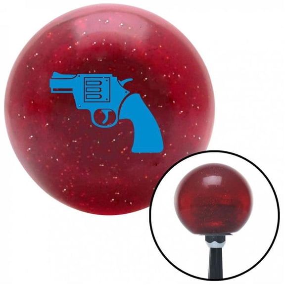 American Shifter 56557 Blue Hand Gun Red Metal Flake Shift Knob with M16 x 1.5 Insert Shifter Auto Manual
