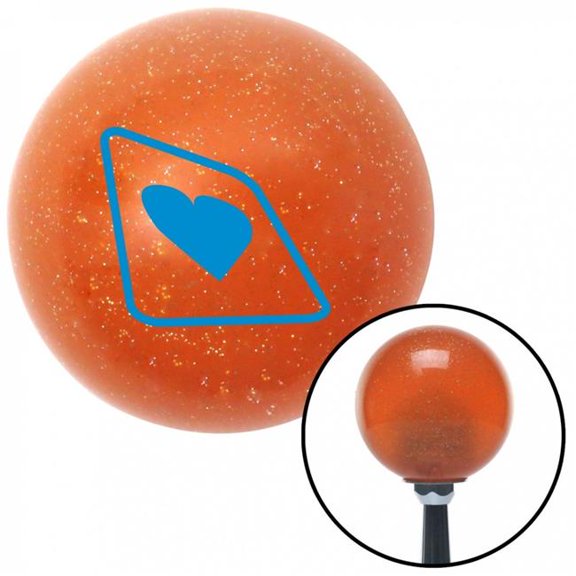 American Shifter 37165 Blue Heart on a Card Orange Metal Flake Shift Knob with M16 x 1.5 Insert Shifter