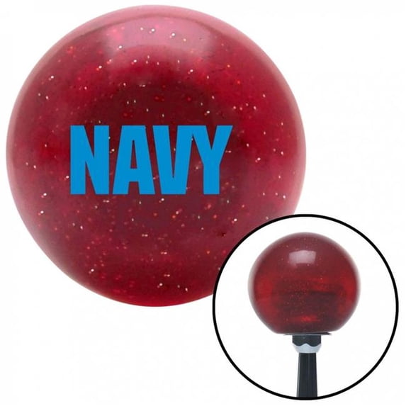 American Shifter 57852 Blue NAVY Logo Red Metal Flake Shift Knob with M16 x 1.5 Insert Shifter Auto Manual