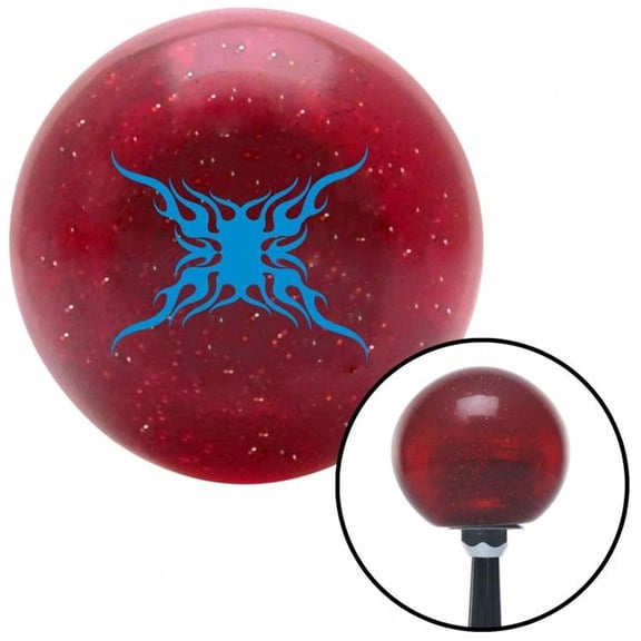 American Shifter 50597 Blue Super Large Tribal Flames Red Metal Flake Shift Knob with M16 x 1.5 Insert