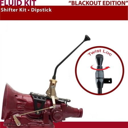 American Shifter C4 Shifter Kit 12 in. Dipstick Black Push Button Ringed Knob for F75D2