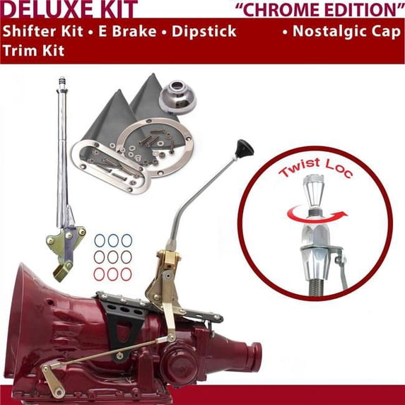 American Shifter C4 Shifter Kit Chrome 10 in. E Brake Trim Kit Dipstick for F74AB