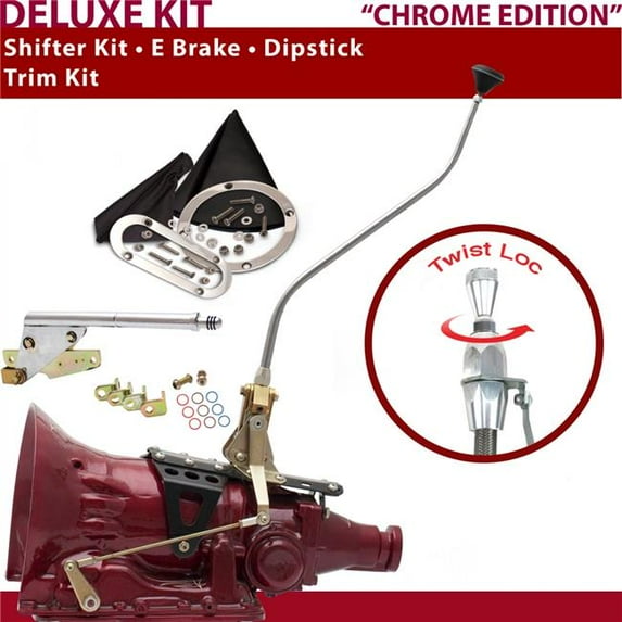 American Shifter C4 Shifter Kit Chrome 23 in. Swan E Brake Trim Kit Dipstick for DDCB3