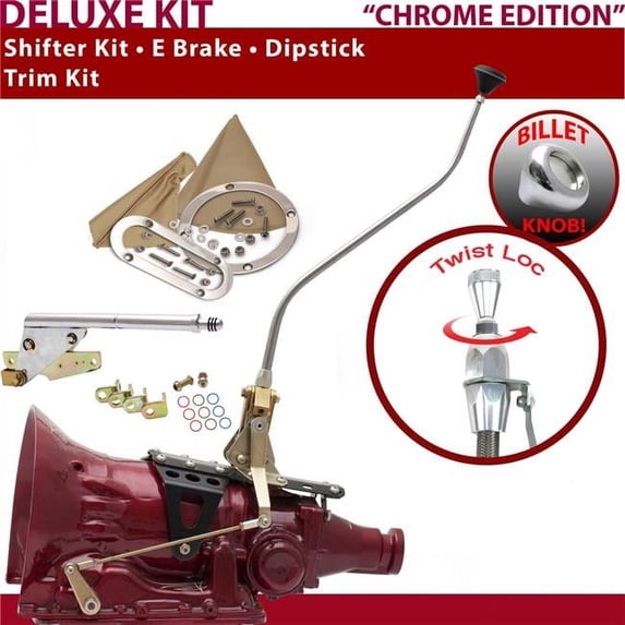 American Shifter C4 Shifter Kit Chrome 23 in. Swan E Brake Trim Kit Dipstick for F56A7