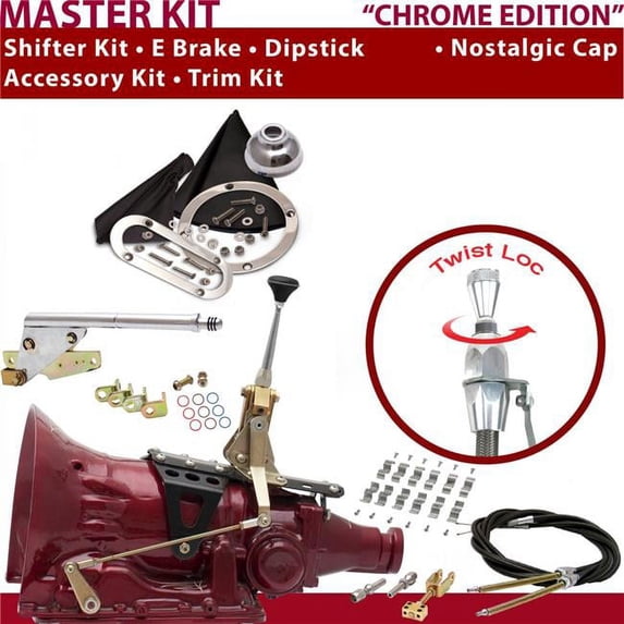 American Shifter C4 Shifter Kit Chrome 6 in. E Brake Cable Clamp Trim Kit Dipstick for F6CD9