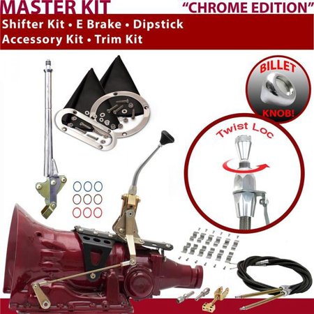 American Shifter C4 Shifter Kit Chrome 8 in. E Brake Cable Clamp Trim Kit Dipstick for ECF2C
