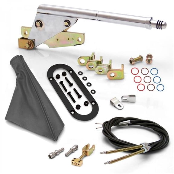 American Shifter  Floor Mount E-Brake Handle Grey Boot, Black Ring & Cable Kit for GM Clevis