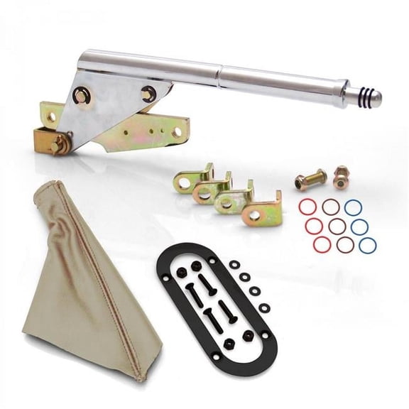 American Shifter Floor Mount Emergency Parking Brake, Tan Boot & Black Trim Ring