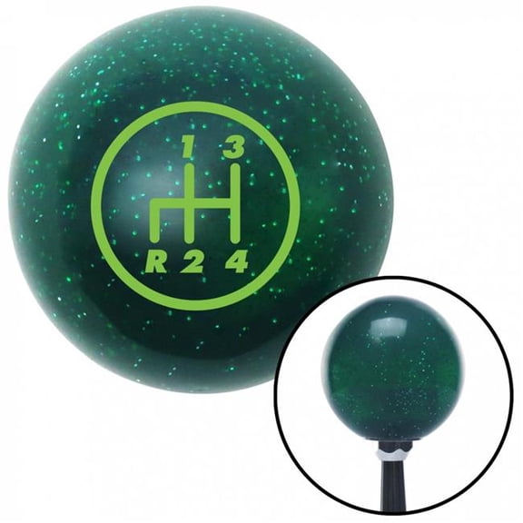 American Shifter 60454 Green 4 Speed Shift Pattern - 4RDL Green Metal Flake Shift Knob - M16 x 1.5 Insert
