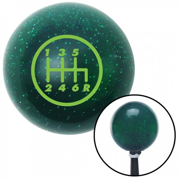 American Shifter 60700 Green 6 Speed Shift Pattern - 6RDR Green Metal Flake Shift Knob - M16 x 1.5 Insert