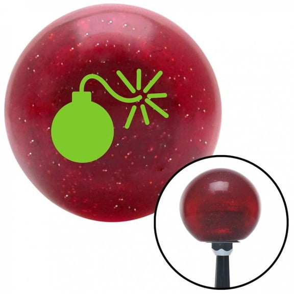 American Shifter 56534 Green Bomb with Fuse Lit Red Metal Flake Shift Knob with M16 x 1.5 Insert Shifter
