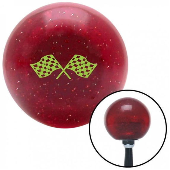 American Shifter 48032 Green Checkered Racing Flags Red Metal Flake Shift Knob with M16 x 1.5 Insert Auto