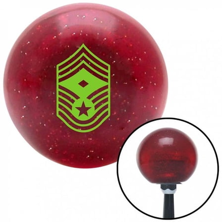 American Shifter 53657 Green Chief Master Sergeant First Sergeant Red Metal Flake Shift Knob - M16 x 1.5 Insert