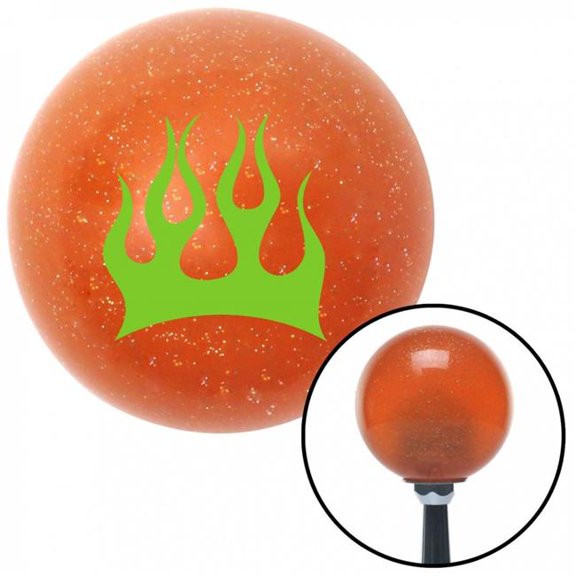 American Shifter 37356 Green Crescent Flames Orange Metal Flake Shift Knob with M16 x 1.5 Insert Shifter