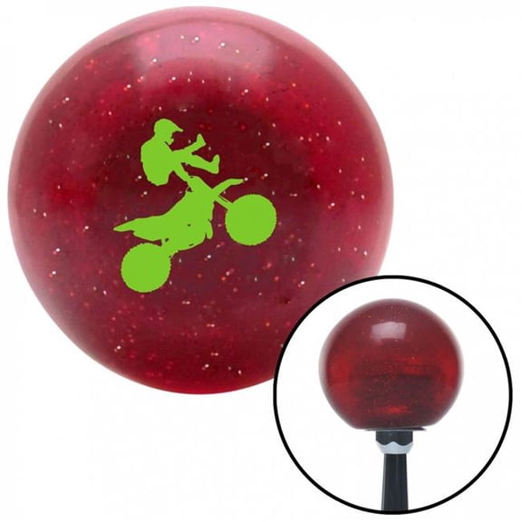 American Shifter 56470 Green Motocross Rider Red Metal Flake Shift Knob with M16 x 1.5 Insert Shifter Auto