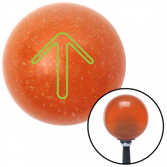 American Shifter 36747 Green Pointing Arrow Up Orange Metal Flake Shift Knob with M16 x 1.5 Insert Shifter