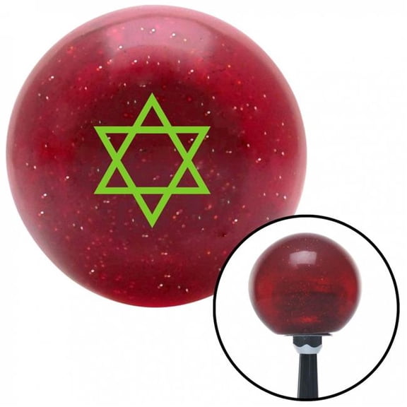 American Shifter 54736 Green Star of David Red Metal Flake Shift Knob with M16 x 1.5 Insert Shifter Auto