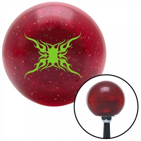 American Shifter 50598 Green Super Large Tribal Flames Red Metal Flake Shift Knob with M16 x 1.5 Insert