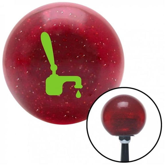American Shifter 50662 Green Tap with a Drip Red Metal Flake Shift Knob with M16 x 1.5 Insert Shifter Auto