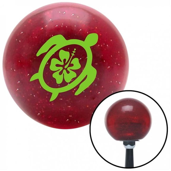 American Shifter 57274 Green Turtle with Flower Red Metal Flake Shift Knob with M16 x 1.5 Insert Shifter