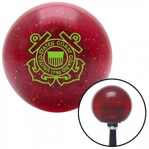 American Shifter 58156 Green USCG Logo Red Metal Flake Shift Knob with M16 x 1.5 Insert Shifter Auto Brody