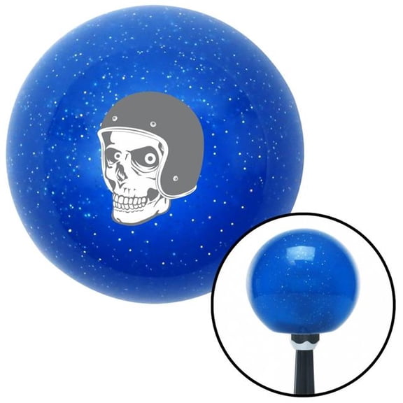 American Shifter 27970 Grey Hellraiser Skull Blue Metal Flake Shift Knob with M16 x 1.5 Insert Shifter