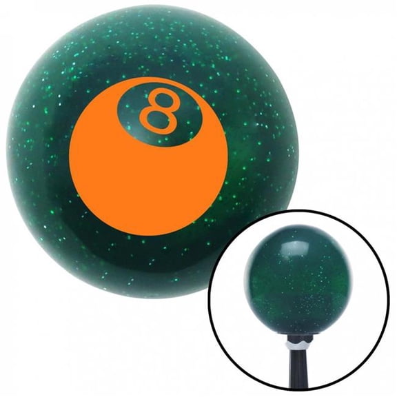 American Shifter 60435 Orange 3D 8 Ball Green Metal Flake Shift Knob with M16 x 1.5 Insert Shifter Auto