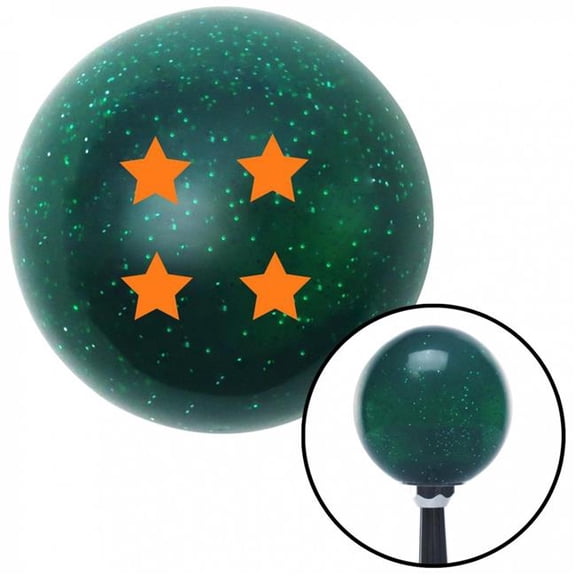 American Shifter 60526 Orange 4 Stars Green Metal Flake Shift Knob with M16 x 1.5 Insert Shifter Auto Brody