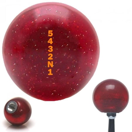 American Shifter 59960 Orange 5432N1 Shift Pattern Red Metal Flake Shift Knob with M16 x 1.5 Insert Auto