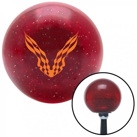 American Shifter 48040 Orange Checkered Racing Wings Red Metal Flake Shift Knob with M16 x 1.5 Insert Auto