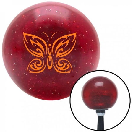 American Shifter 56764 Orange Fancy Abstract Butterfly Red Metal Flake Shift Knob with M16 x 1.5 Insert